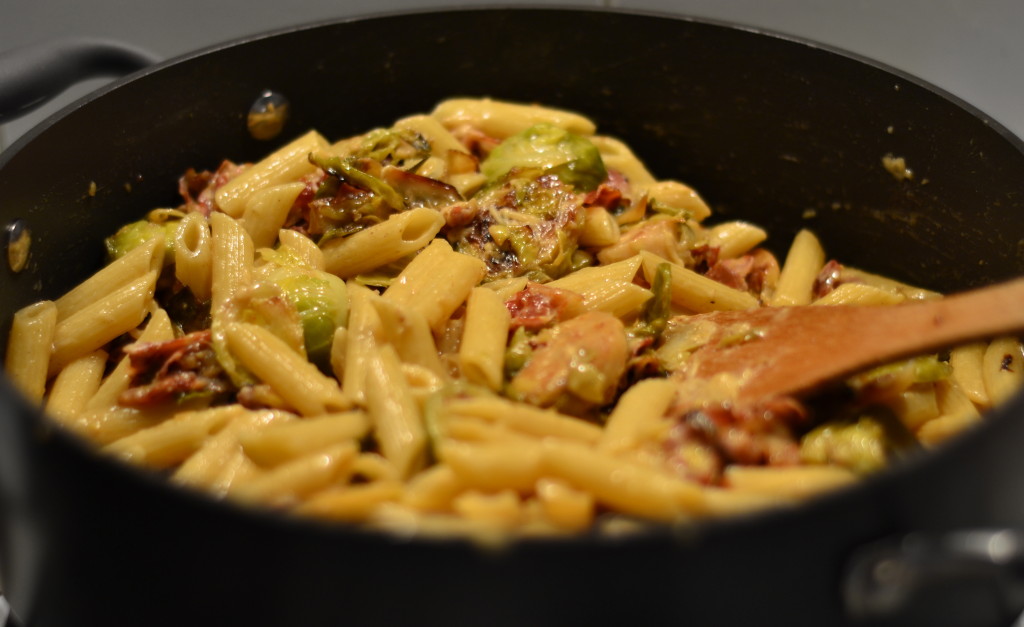 penne pasta with brussels sprouts