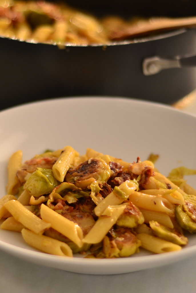 penne pasta with brussels sprouts
